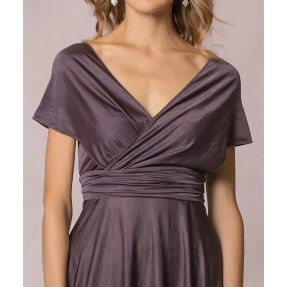 Jenny Yoo Demi Convertible Jersey Knit Column Dress in Smokey Amethyst Size 12 - Picture 7 of 12